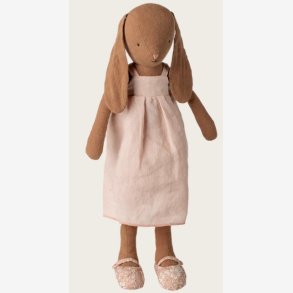 Maileg - Kanin Chokoladebrun m. sko og kjole H:42cm. Linned