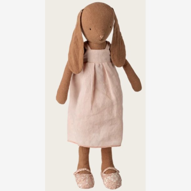 Maileg - Kanin Chokoladebrun m. sko og kjole H:42cm. Linned