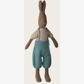 Maileg - Kanin Brun m. strikket tr�je og overall H:49cm. Linned