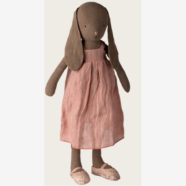 Maileg - Kanin Brun m. sko og kjole H:52cm. Linned
