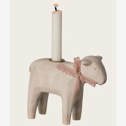 Maileg - Lysestage Lam Rose Tr�/metal 8x10cm.