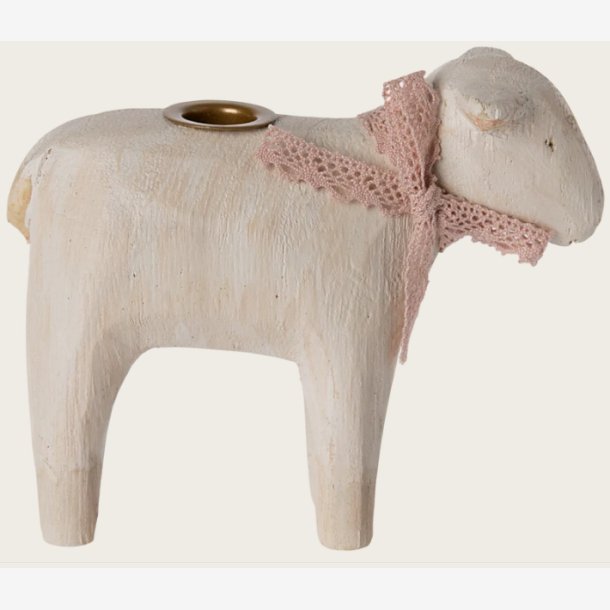 Maileg - Lysestage Lam Rose Tr�/metal 8x10cm.