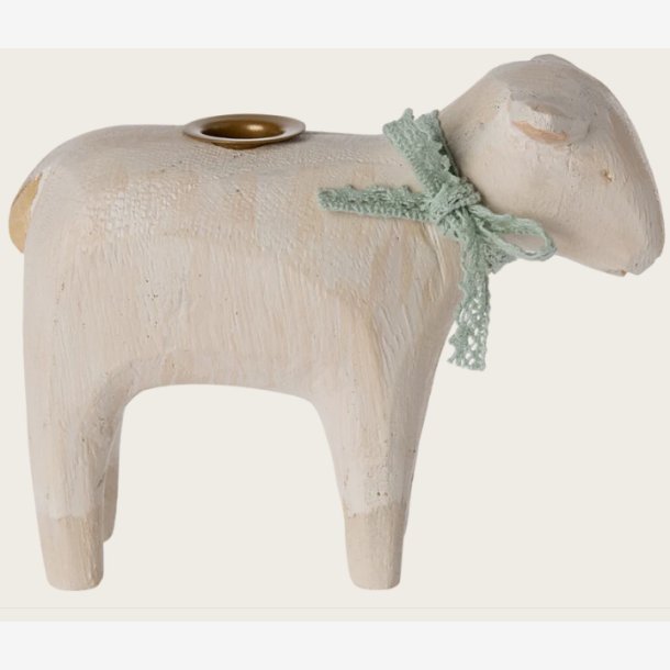 Maileg - Lysestage Lam Mynte Tr�/metal 8x10cm.