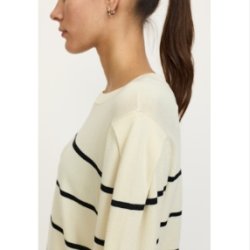Soft Rebels - SRMarla O-Neck Strippet Strik - Creme Hvid
