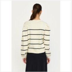 Soft Rebels - SRMarla O-Neck Strippet Strik - Creme Hvid