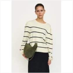 Soft Rebels - SRMarla O-Neck Strippet Strik - Creme Hvid