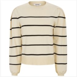 Soft Rebels - SRMarla O-Neck Strippet Strik - Creme Hvid