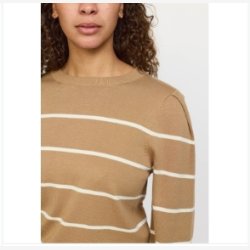 Soft Rebels - SRMarla O-Neck Strippet Strik - Lysebrun