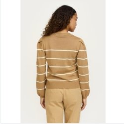 Soft Rebels - SRMarla O-Neck Strippet Strik - Lysebrun