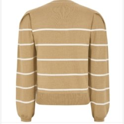 Soft Rebels - SRMarla O-Neck Strippet Strik - Lysebrun