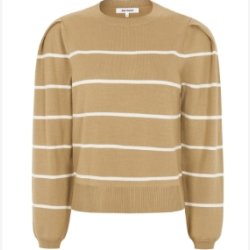 Soft Rebels - SRMarla O-Neck Strippet Strik - Lysebrun