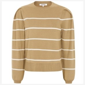 Soft Rebels - SRMarla O-Neck Strippet Strik - Lysebrun