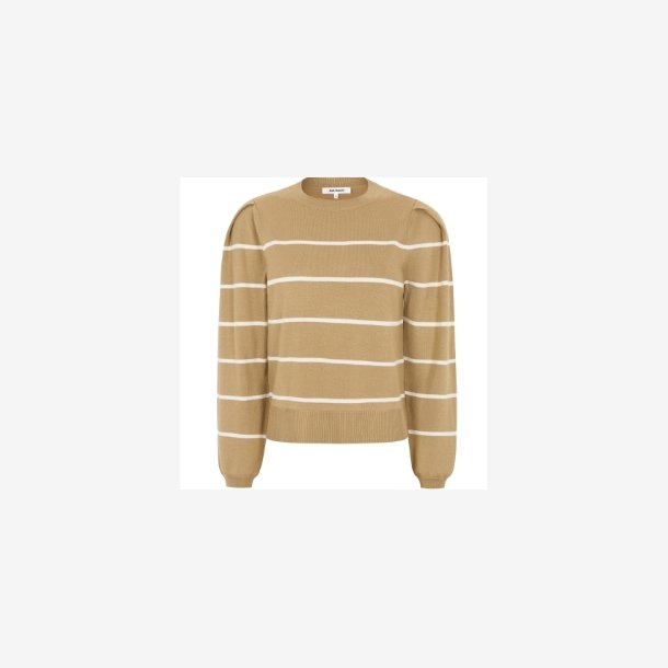 Soft Rebels - SRMarla O-Neck Strippet Strik - Lysebrun
