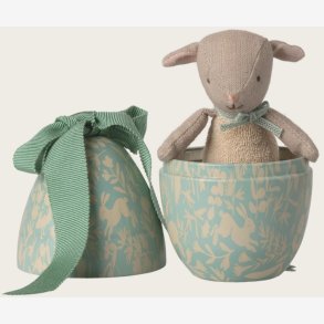 Maileg - P�ske�g m. lam bamse St�vet Mynte Metal/Bomuld/Linned 11x7x7cm.
