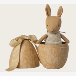 Maileg - P�ske�g m. kaninbamse Cremegul Metal/Bomuld/Linned 11x7x7cm.