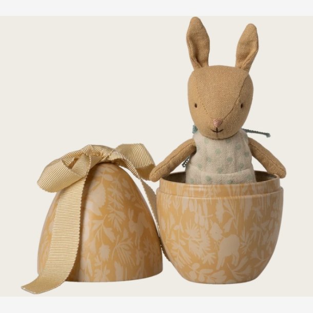 Maileg - P�ske�g m. kaninbamse Cremegul Metal/Bomuld/Linned 11x7x7cm.