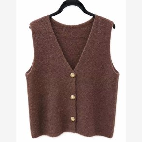 My Cozy House - Vest m. Guldknapper - Brun - Onesize