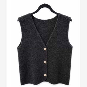 My Cozy House - Vest m. Guldknapper - Sort - Onesize