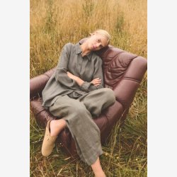 Agenda - Janella Oversize Skjorte Gr�n 100% h�r