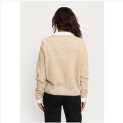 Soft Rebels - SRWest Lang�rmet Strik V-neck - M�rk Beige
