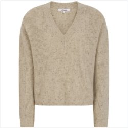Soft Rebels - SRWest Lang�rmet Strik V-neck - M�rk Beige