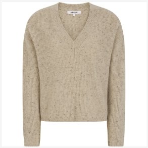 Soft Rebels - SRWest Lang�rmet Strik V-neck - M�rk Beige