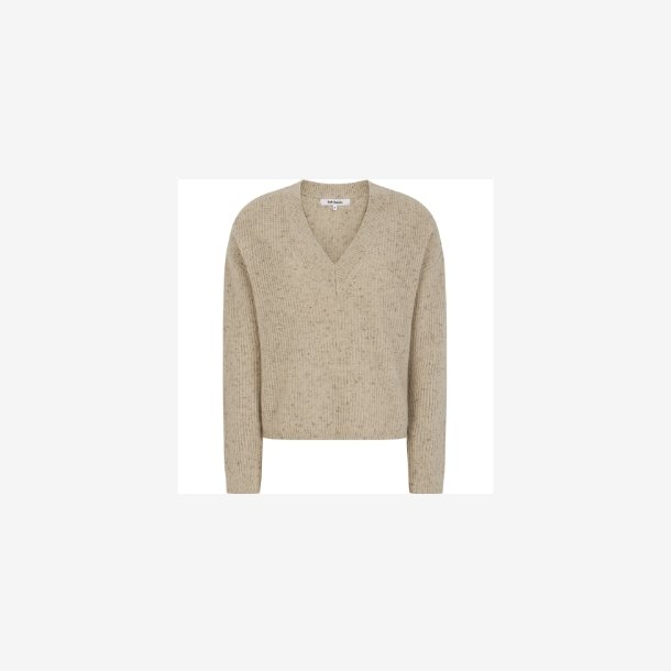 Soft Rebels - SRWest Lang�rmet Strik V-neck - M�rk Beige