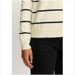 Soft Rebels - SRMarla Cardigan Strippet Strik - Sand m. Sorte Striber