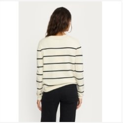 Soft Rebels - SRMarla Cardigan Strippet Strik - Sand m. Sorte Striber
