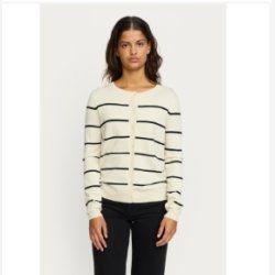 Soft Rebels - SRMarla Cardigan Strippet Strik - Sand m. Sorte Striber