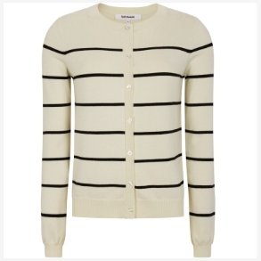 Soft Rebels - SRMarla Cardigan Strippet Strik - Sand m. Sorte Striber