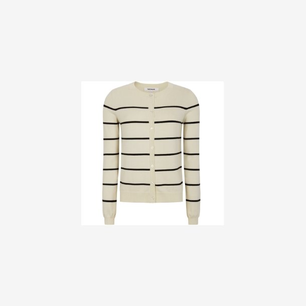 Soft Rebels - SRMarla Cardigan Strippet Strik - Sand m. Sorte Striber