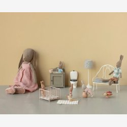 Maileg - Baby kanin, lyser�d m. prikker H:11 cm.