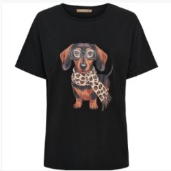 Marta Du Chateau - MdcInge Tee - Sort T-shirt m. Hundeprint