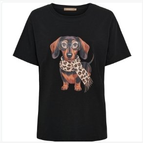Marta Du Chateau - MdcInge Tee - Sort T-shirt m. Hundeprint