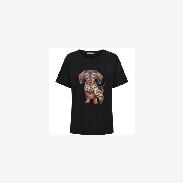 Marta Du Chateau - MdcInge Tee - Sort T-shirt m. Hundeprint