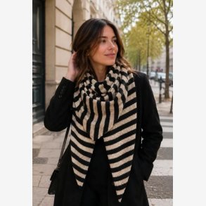 Lisbeth Merrild- T�rkl�de trekantet m. striber Sort/taupe
