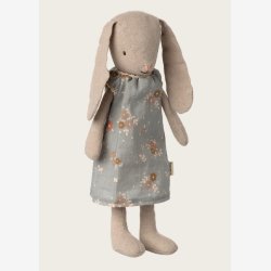 Maileg - Kanin m. bl� blomsterkjole H:21 cm.