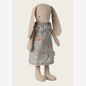 Maileg - Kanin m. bl� blomsterkjole H:21 cm.