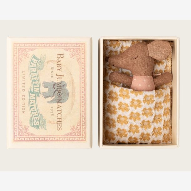 Maileg - Babymus i t�ndstik�ske Rosa H:10 cm.