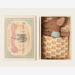 Maileg - Babymus i t�ndstik�ske Bl� H:10 cm.