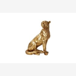 Speedtsberg - Leopard figur Sidende Poly Guld H: 28 cm. 