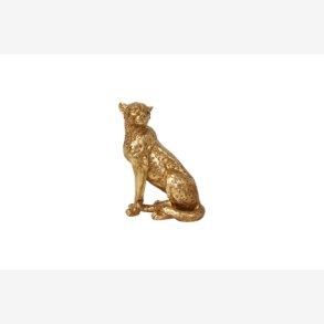 Speedtsberg - Leopard figur sidende Poly Guld H: 20 cm.