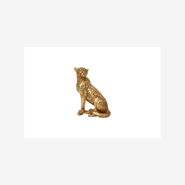 Speedtsberg - Leopard figur sidende Poly Guld H: 20 cm.