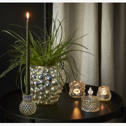 Speedtsberg - fyrfadsstage/Lysestage m/bobler &amp; marmor effekt H: 8,5 D: 8 cm. Glas