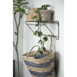 Ib Laursen Stribet strandtaske i flettet sgrs og majsstngler