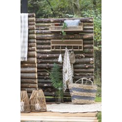 Ib Laursen Stribet strandtaske i flettet sgrs og majsstngler