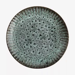 Madam Stoltz - Frokosttallerken Stentj Petroleum/Sort 21x3cm.