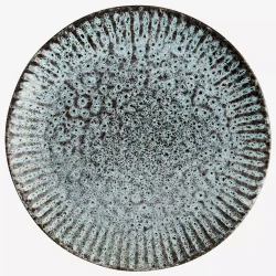 Madam Stoltz - Middags Tallerken Stentj Petroleum/Sort 27x3cm.