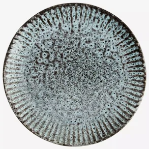 Madam Stoltz - Middags Tallerken Stentj Petroleum/Sort 27x3cm.